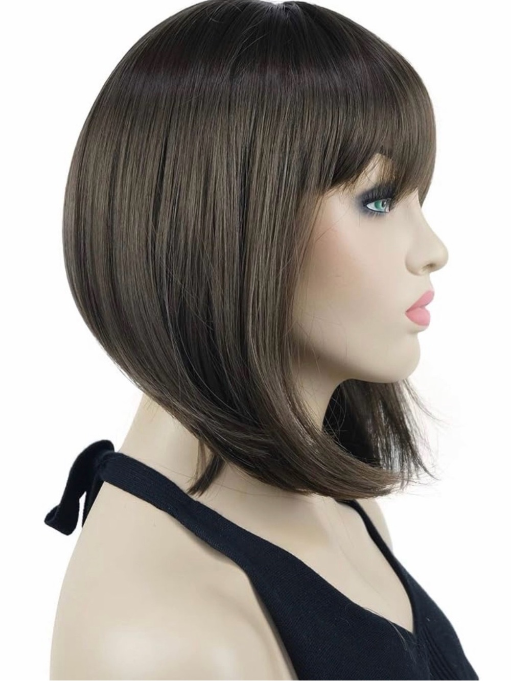 Lydell 10" Short Straight Bob Hair Wigs with Bangs clip  Full Synthetic Hair